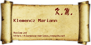 Klemencz Mariann névjegykártya