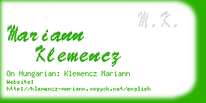 mariann klemencz business card